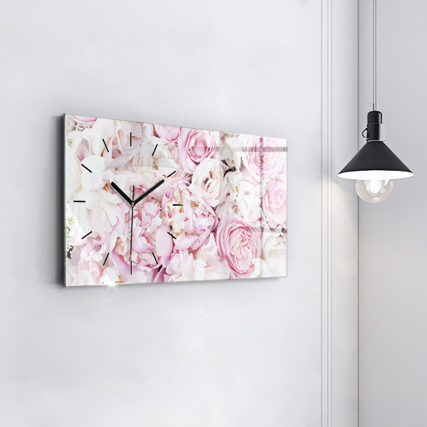 Ceas orizontale de perete din sticlă Flori decorative