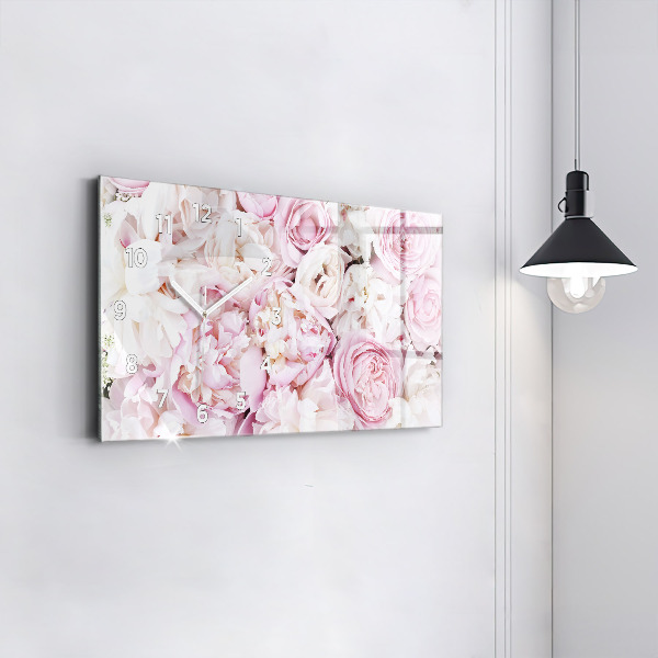 Ceas orizontale de perete din sticlă Flori decorative