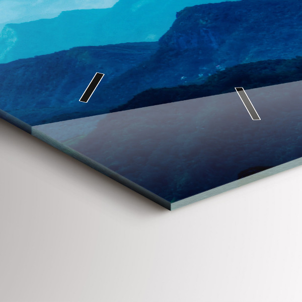 Ceas orizontale de perete din sticlă Acuarelă munți