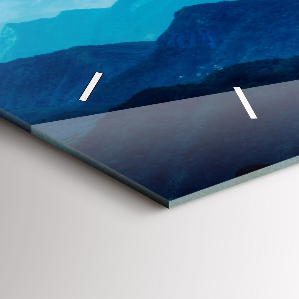 Ceas orizontale de perete din sticlă Acuarelă munți