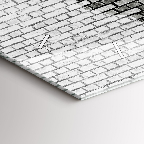 Ceas orizontale de perete din sticlă Harta lumii zid de cărămidă