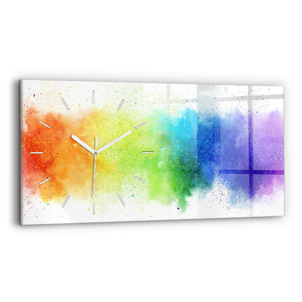 Ceas orizontale de perete din sticlă Curcubeu abstract