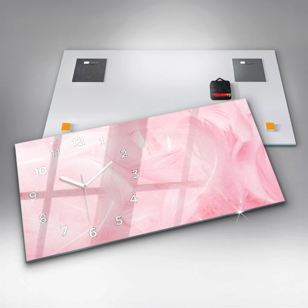 Ceas orizontale de perete din sticlă Abstracția penelor