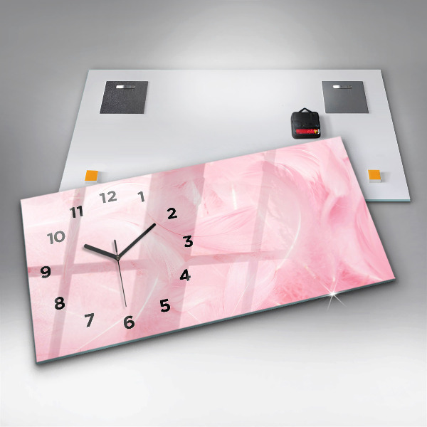 Ceas orizontale de perete din sticlă Abstracția penelor