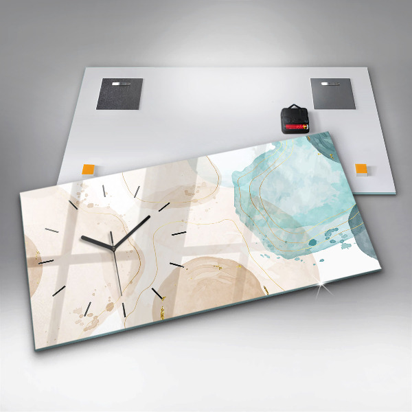 Ceas orizontale de perete din sticlă Pete de acuarelă