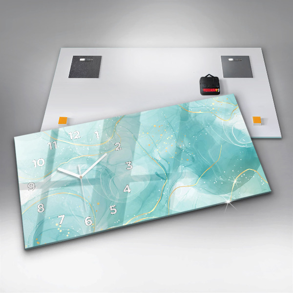 Ceas orizontale de perete din sticlă Abstracția din marmură