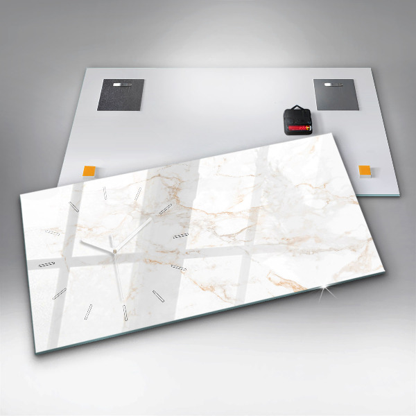 Ceas orizontale de perete din sticlă Marmură elegantă