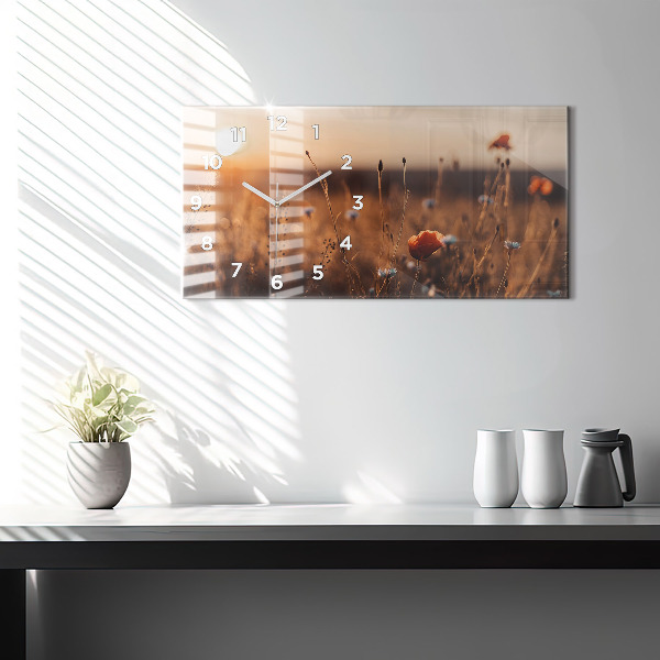 Ceas orizontale de perete din sticlă Câmp de răsărit