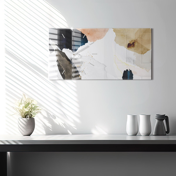 Ceas orizontale de perete din sticlă Pete de abstracție