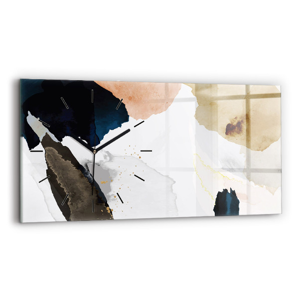 Ceas orizontale de perete din sticlă Pete de abstracție