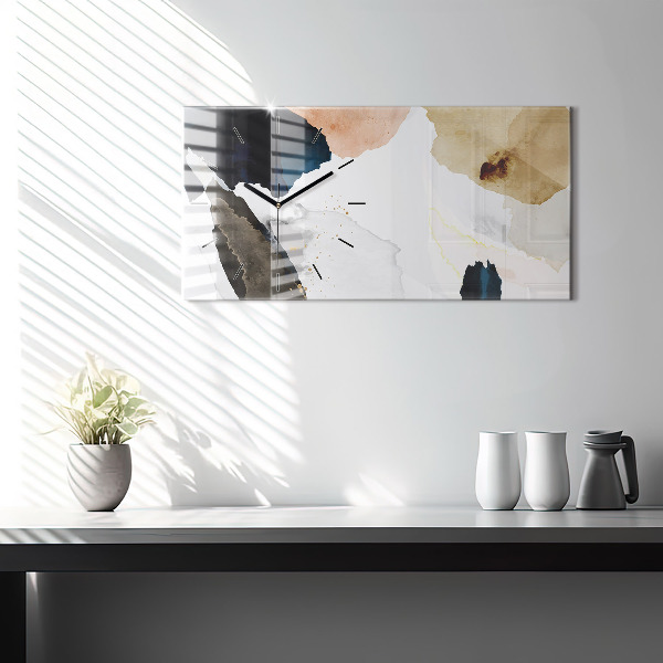 Ceas orizontale de perete din sticlă Pete de abstracție
