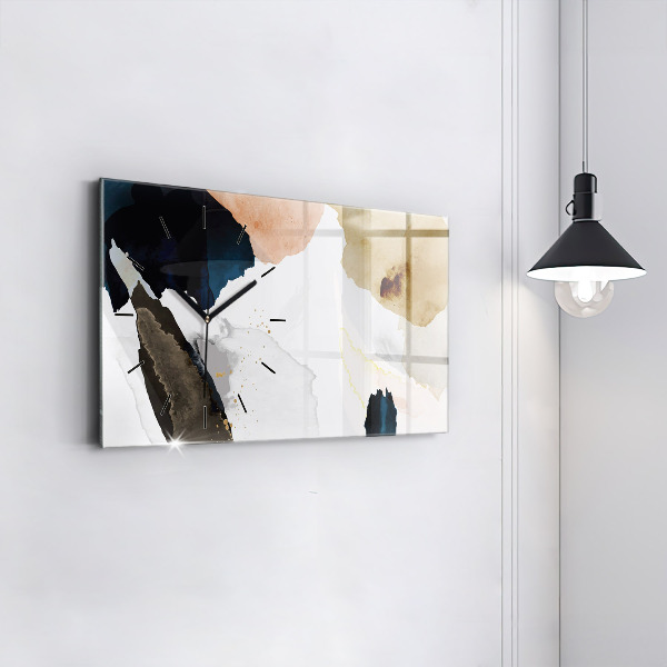 Ceas orizontale de perete din sticlă Pete de abstracție