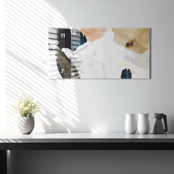 Ceas orizontale de perete din sticlă Pete de abstracție