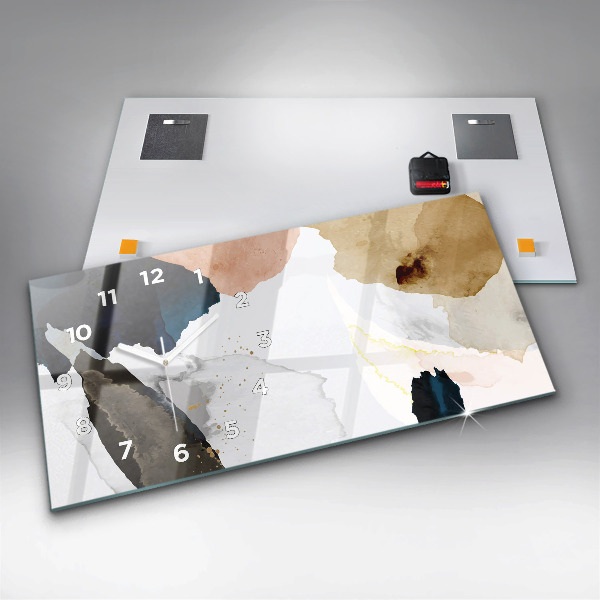 Ceas orizontale de perete din sticlă Pete de abstracție