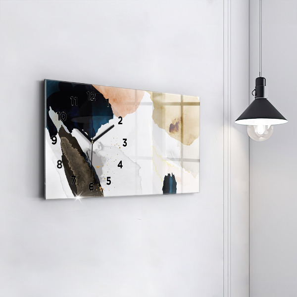 Ceas orizontale de perete din sticlă Pete de abstracție