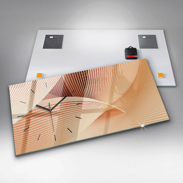 Ceas orizontale de perete din sticlă Model de abstractizare a valurilor
