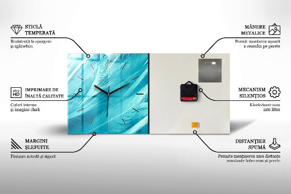Ceas orizontale de perete din sticlă Model de abstractizare a valurilor