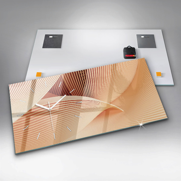Ceas orizontale de perete din sticlă Model de abstractizare a valurilor