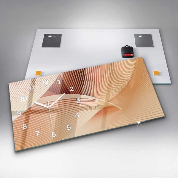 Ceas orizontale de perete din sticlă Model de abstractizare a valurilor