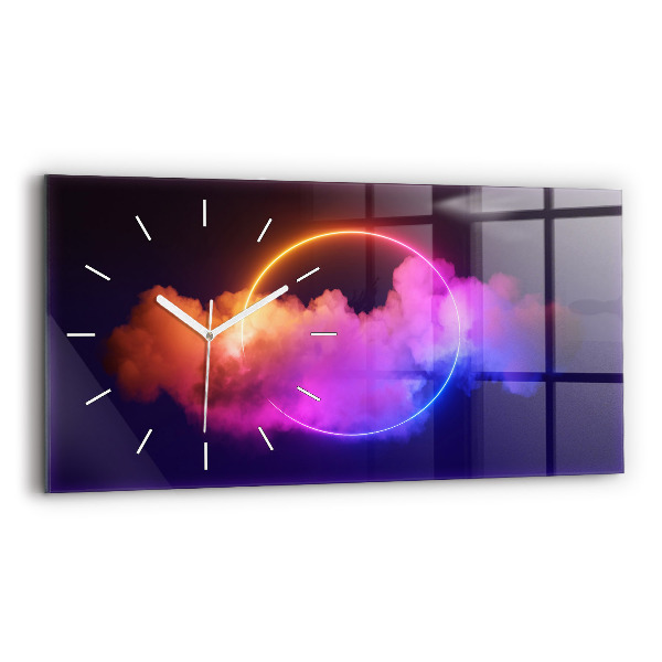 Ceas orizontale de perete din sticlă Abstracția fumului 3D