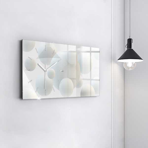 Ceas orizontale de perete din sticlă Mingi de abstracție