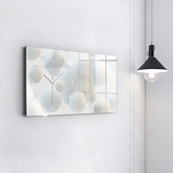 Ceas orizontale de perete din sticlă Mingi de abstracție