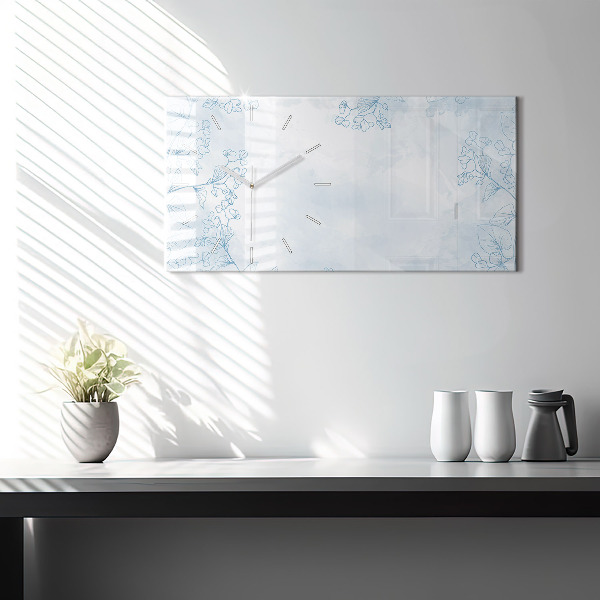 Ceas orizontale de perete din sticlă Schița plantei