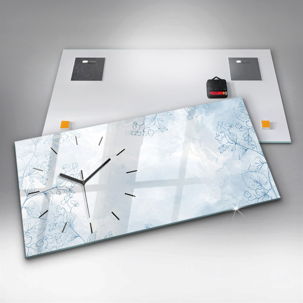 Ceas orizontale de perete din sticlă Schița plantei