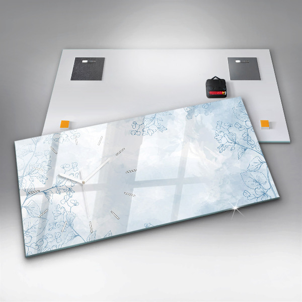 Ceas orizontale de perete din sticlă Schița plantei