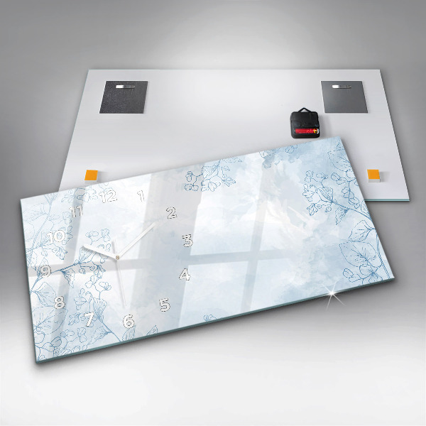 Ceas orizontale de perete din sticlă Schița plantei