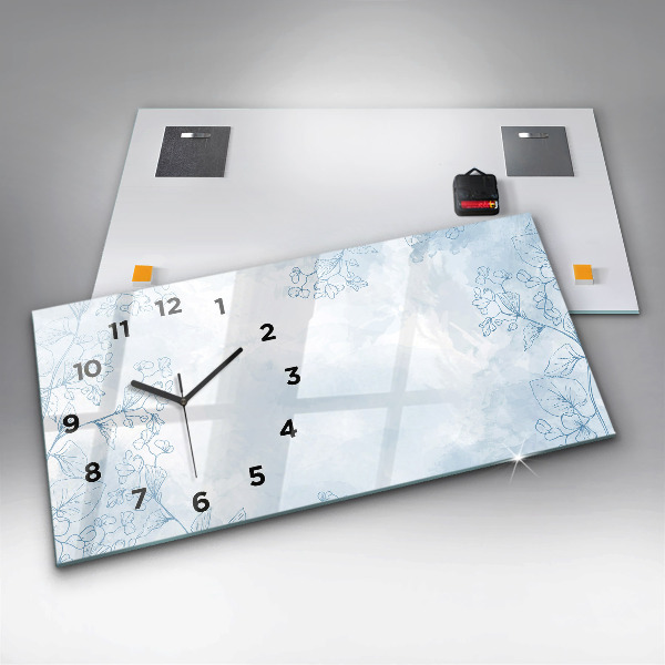 Ceas orizontale de perete din sticlă Schița plantei