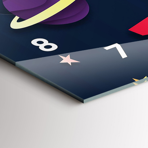 Ceas orizontale de perete din sticlă Cosmosul copiilor