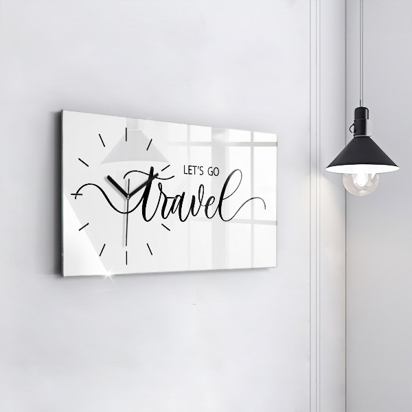 Ceas orizontale de perete din sticlă Inscripție de călătorie