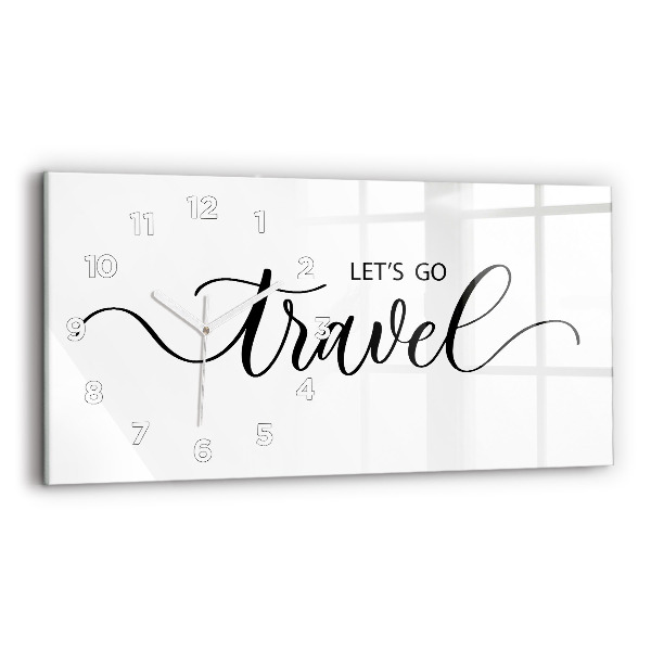 Ceas orizontale de perete din sticlă Inscripție de călătorie
