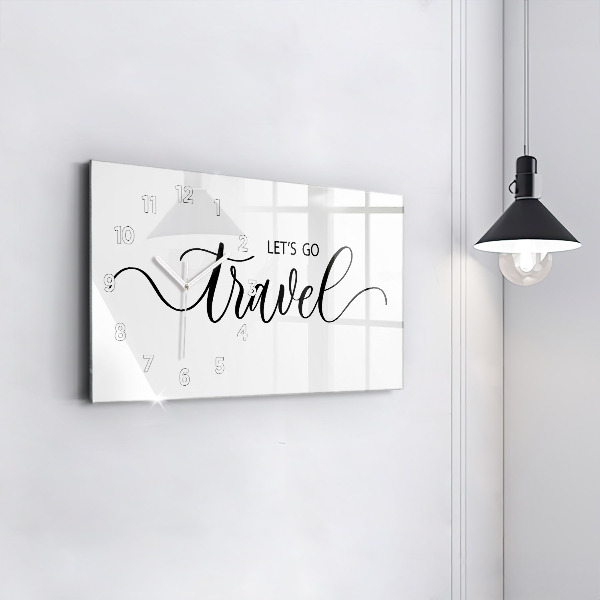 Ceas orizontale de perete din sticlă Inscripție de călătorie