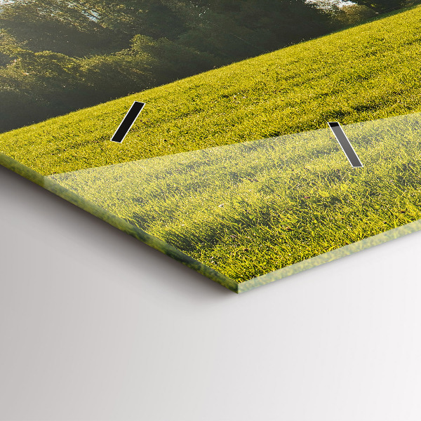 Ceas orizontale de perete din sticlă Munți și câmp