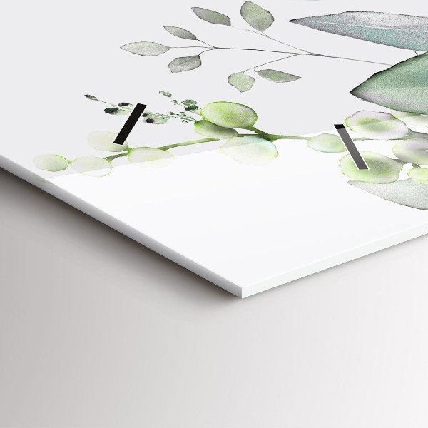 Ceas orizontale de perete din sticlă Frunze de plante