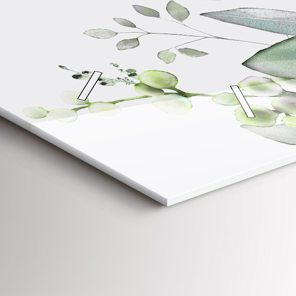 Ceas orizontale de perete din sticlă Frunze de plante