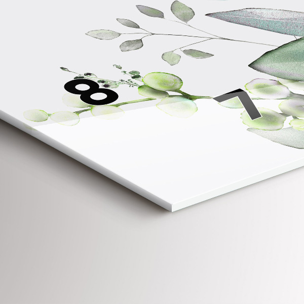 Ceas orizontale de perete din sticlă Frunze de plante