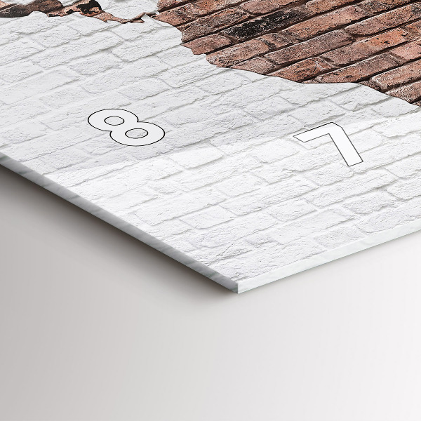 Ceas orizontale de perete din sticlă Harta lumii din cărămidă