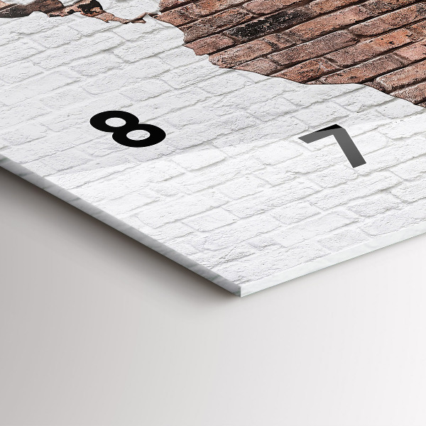 Ceas orizontale de perete din sticlă Harta lumii din cărămidă