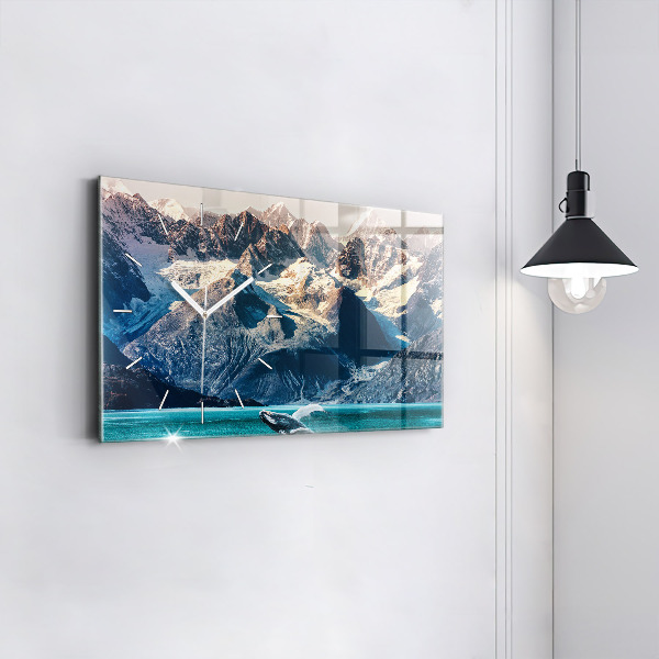 Ceas orizontale de perete din sticlă Balena de apă