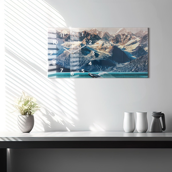 Ceas orizontale de perete din sticlă Balena de apă