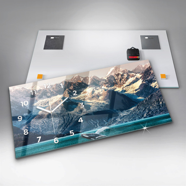 Ceas orizontale de perete din sticlă Balena de apă