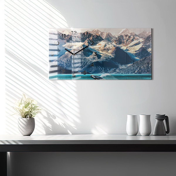 Ceas orizontale de perete din sticlă Balena de apă