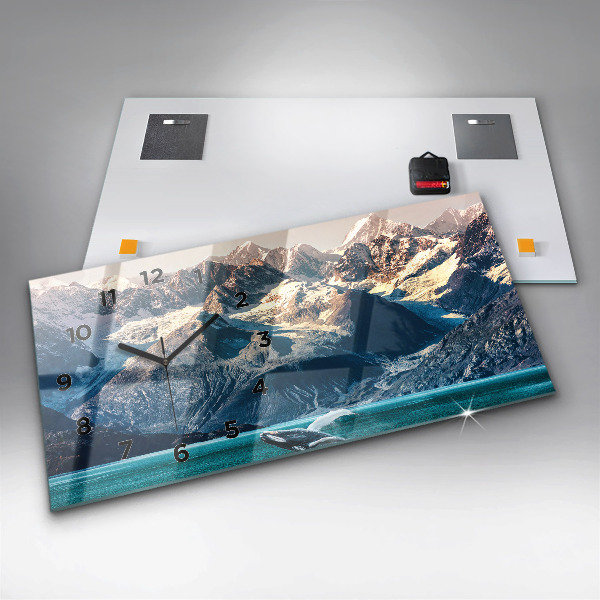 Ceas orizontale de perete din sticlă Balena de apă