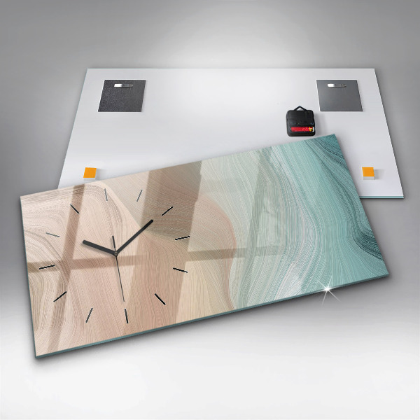 Ceas orizontale de perete din sticlă Abstracția valurilor