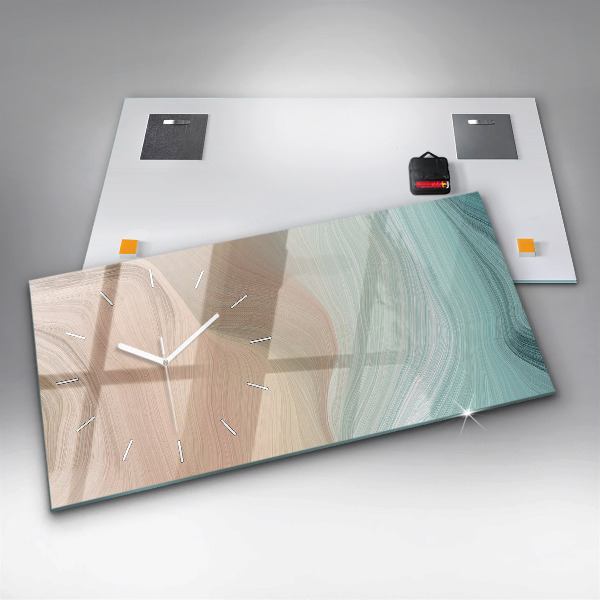 Ceas orizontale de perete din sticlă Abstracția valurilor