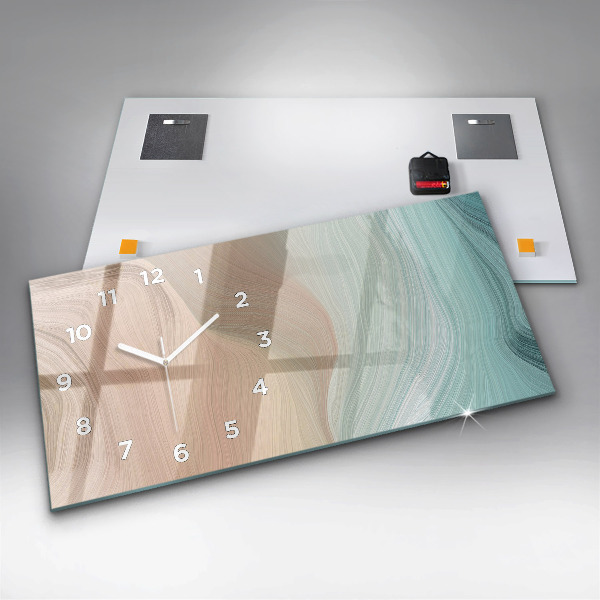 Ceas orizontale de perete din sticlă Abstracția valurilor