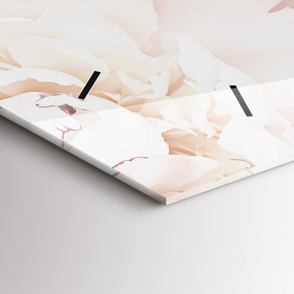 Ceas orizontale de perete din sticlă Flori de bujor